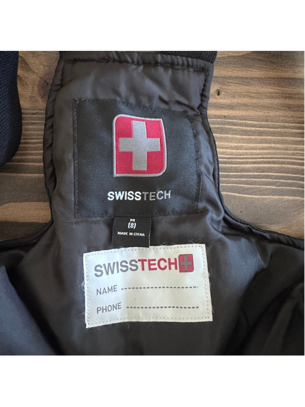 Boys Swisstech Snow Bibs Puffer Ski Pants Black Reflective Size M 8 - Picture 2 of 8